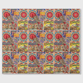 RETRO CIRCUS CHILD'S GIFT WRAP WRAPPING PAPIER (Vlak)