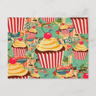 Retro Circus Cupcakes Briefkaart