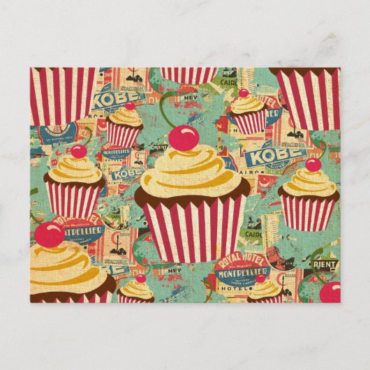 Retro Circus Cupcakes Briefkaart (Voorkant)