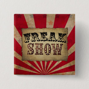 Retro Circus Poster Freak Show Vierkante Button 5,1 Cm