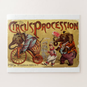  Retro Circus Poster Koud Elephent Legpuzzel