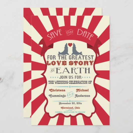  Retro Circus sparen de Datum aankondiging (Voorkant / Achterkant)