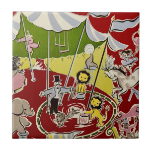 Retro  Circus Theme Fabric Keramische Tegel Tegeltje