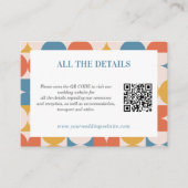 Retro Cirkel Scallop Mid Century QR CODE Bruiloft Informatiekaartje (Voorkant)