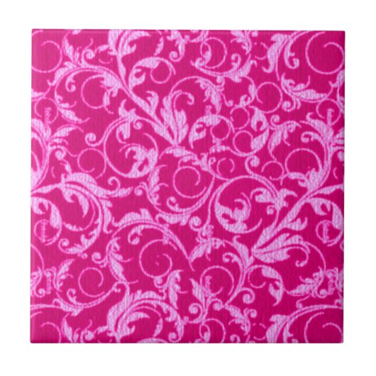 Retro cirkels Hot Pink Tile Tegeltje (Voorkant)
