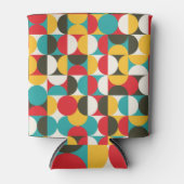 Retro Cirkels: Kleurrijke Hipster Patroon. Blikjeskoeler (Voorkant)