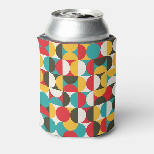 Retro Cirkels: Kleurrijke Hipster Patroon. Blikjeskoeler (Blikje Achterkant)
