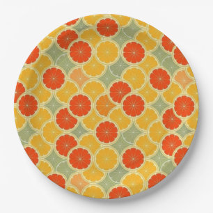 Retro Citrus Fruit Cheerful Papieren Bordje