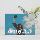 Retro CLASS van 2025 High School 2 Foto Afstuderen Aankondiging (Staand voorkant)