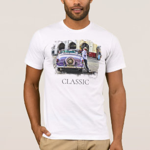 *~* Retro Classic Antiek Man Leaning Car T-shirt