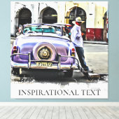 *~* Retro Classic Auto  Antiek Man Canvas Afdruk (Insitu (Houten vloer))