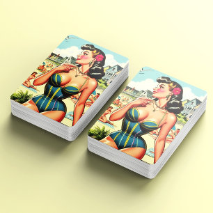 Retro Classic Beach Pin Up Pokerkaarten