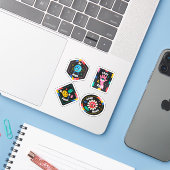 Retro classic cartoon sticker set (Laptop met iPhone)