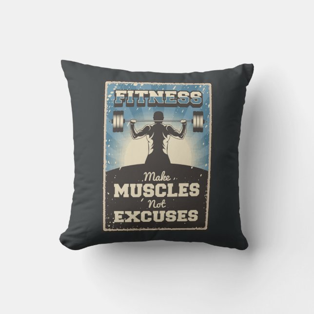 Retro  Classic Grunge Fitness Mussels Kussen (Voorkant)