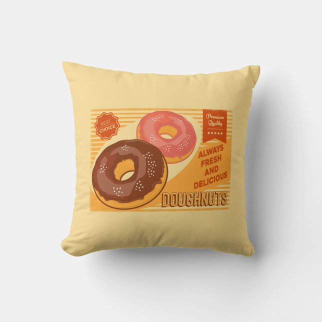 Retro  Classic Grunge Yellow Doughnut Kussen (Voorkant)