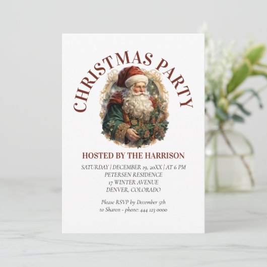 Retro Classic  Kerstman Kaart (Staand voorkant)