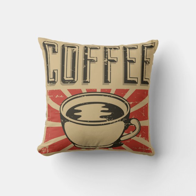 Retro  Classic Koffieliefhebber Sierkussen (Voorkant)