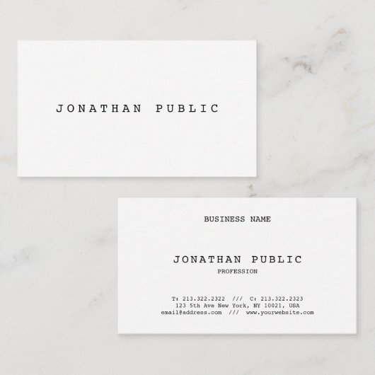 Retro Classic Nostalgic look elegant Simple Plain Visitekaartje (Voorkant / Achterkant)