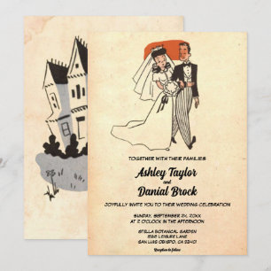 Retro Classic Old Romantic Rustic Wedding Kaart