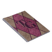 Retro Classic Paars Diamond Argyle Monogram Notitieboek (Rechterzijde)