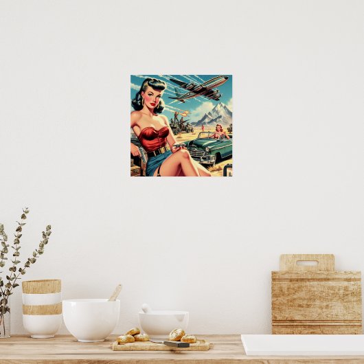 Retro Classic Pin Up Poster (Keuken)