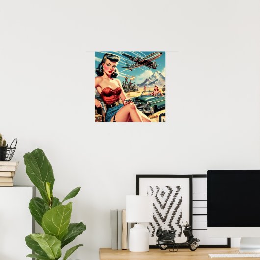 Retro Classic Pin Up Poster (Thuiskantoor)