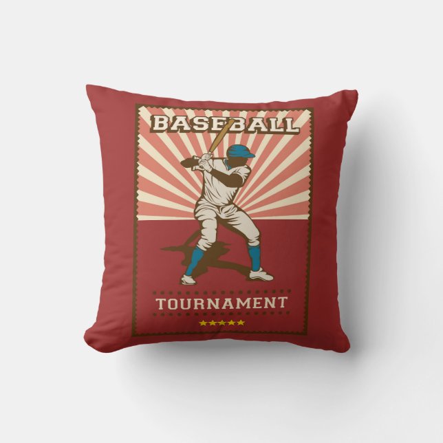 Retro  Classic Red Baseball Champion Throw Kussen (Voorkant)