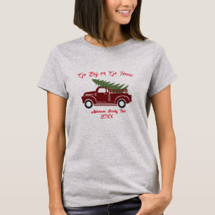 Retro Classic Rode Vrachtwagen, Vintage Kerstboom T-shirt