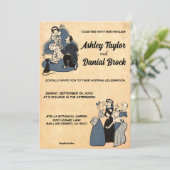 Retro Classic Romantic 50s Rustic Wedding Kaart (Staand voorkant)