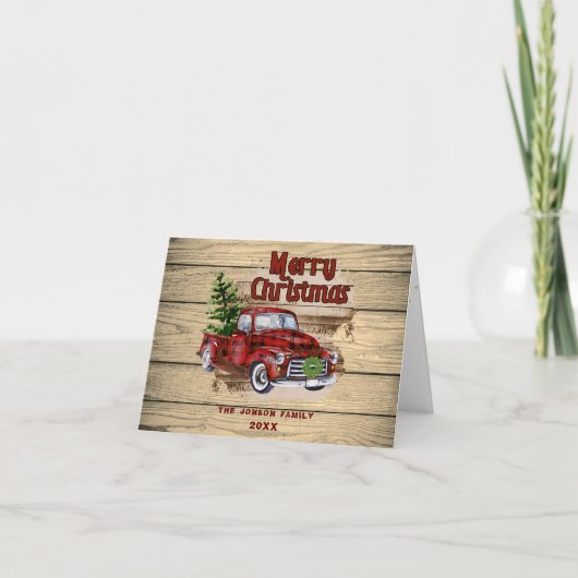 Retro Classic Rustic Kerstmis Ruck Holiday Kaart (Voorkant)