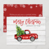 Retro Classic Rustic Red Truck Kerstgroet Feestdagenkaart (Voorkant / Achterkant)