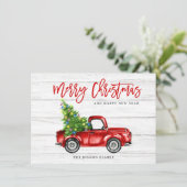 Retro Classic Rustic Red Truck Kerstgroet Feestdagenkaart (Staand voorkant)