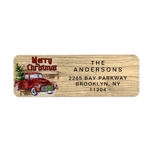 Retro Classic Rustic Wood Merry kerstak Etiket (Voorkant)