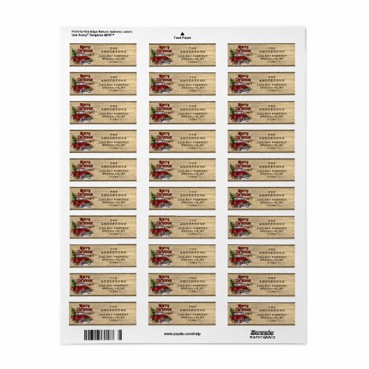 Retro Classic Rustic Wood Merry kerstak Etiket (Full Sheet)