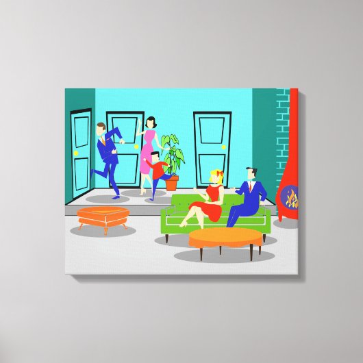 Retro Classic Televisie Uitgerekte Canvas Print (Voorkant)