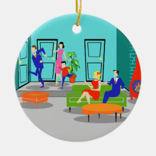 Retro Classic Television kerstversiering Keramisch Ornament