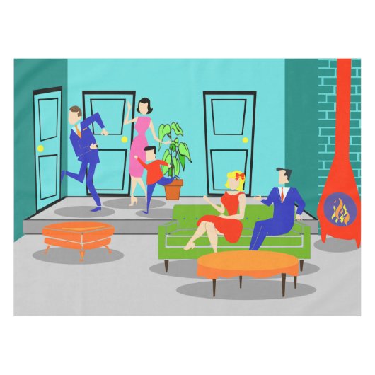 Retro Classic Television Tablecloth Tafelkleed (Voorkant (Horizontaal))