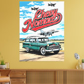 Retro Classic Wagon Sky Pop Art Illustration Print (Insitu (Woonkamer))