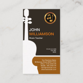 Retro Clean Plain Simple Violin Music Teacher Visitekaartje
