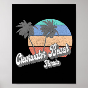 Retro Clearwater Beach Florida Fl Vintage Strand T Poster