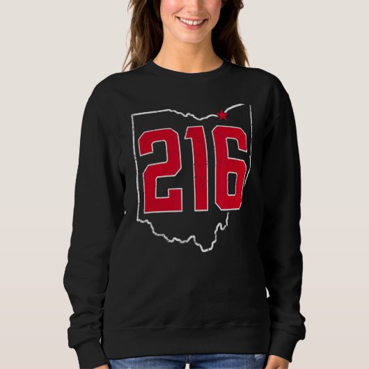 Retro Cleveland 216 Area Code Ohio Outline  Trui (Voorkant)