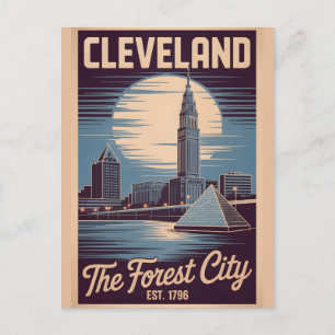 Retro Cleveland Ohio Forest City Reisposter Briefkaart