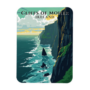 Retro Cliffs of Moher Ireland Landschapsreizen Magneet