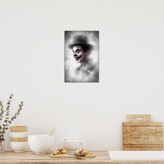 Retro Clown Portrait With Hat Poster (Keuken)