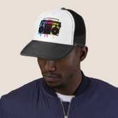 Retro CMYK Boombox Grafitti Spray Paint Design Trucker Pet (In situ)