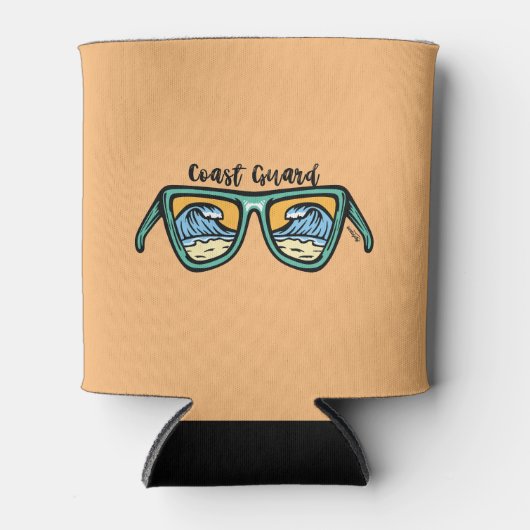 Retro Coast Guard Beach artwork aan beide zijden Blikjeskoeler (Voorkant)