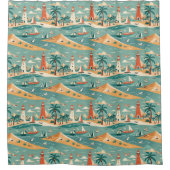 Retro Coastal Beach Douchegordijn (Voorkant)