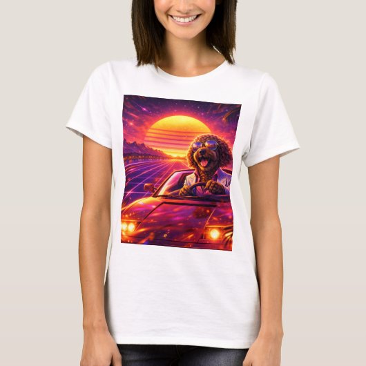 Retro Cockapoo Bestuurder Tshirt 80s Auto (Voorkant)