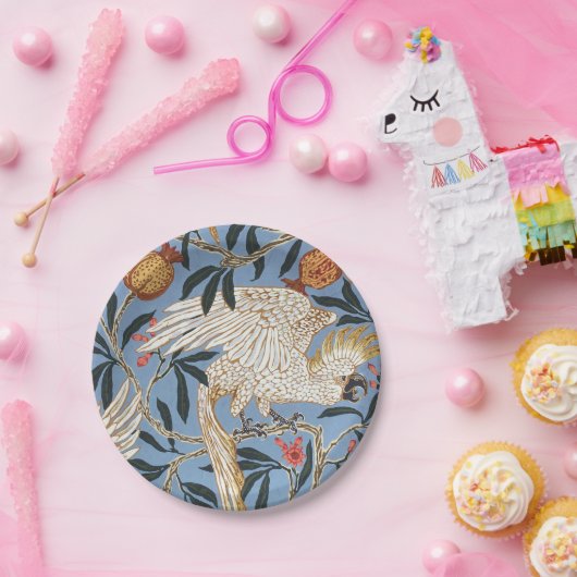  Retro Cockatau en Pomegranate Pattern Papieren Bordje (Feest)