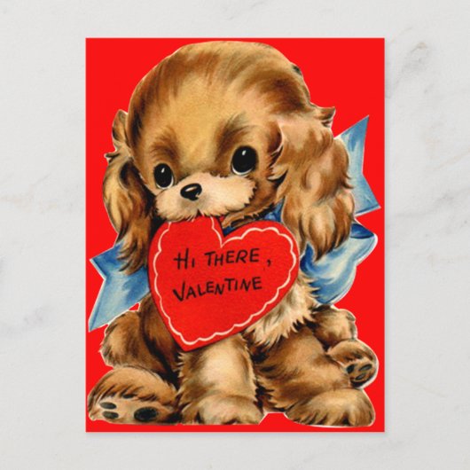 Retro Cocker Spaniel Puppy Valentijn Feestdagenkaart (Voorkant)